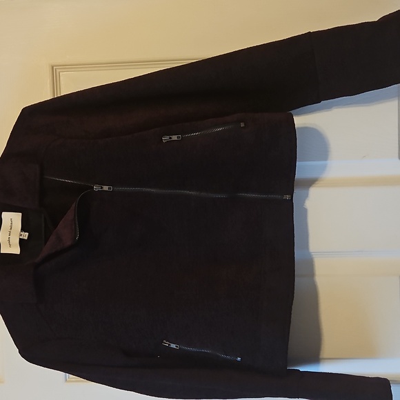 Cupcakes and Cashmere Women’s Burgundy Black Moto Jacket Zip M Asymmetrical - Picture 4 of 7